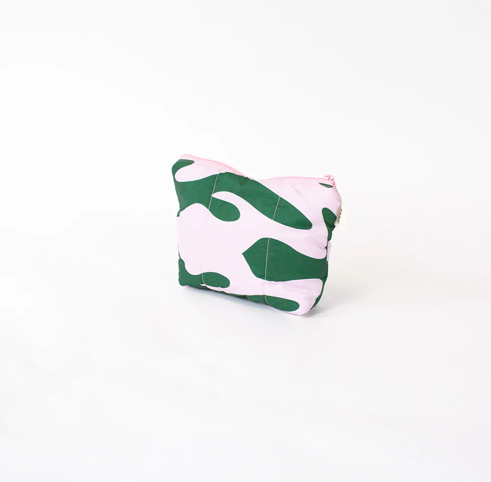 Small pouch with green and pink camouflage pattern on a white background Australia