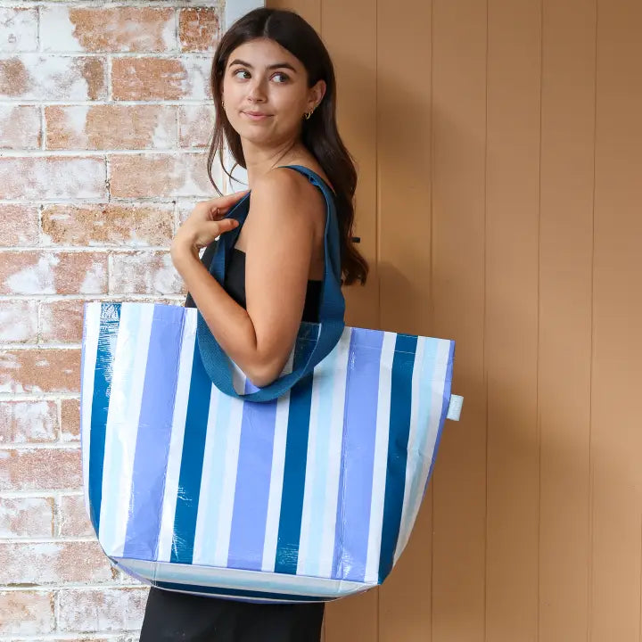 Hello Weekend - Hamptons Blue and White - Weekender Bag
