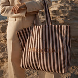 F&F Aesthetic Club Weekend Bag - Chocolate Stripe