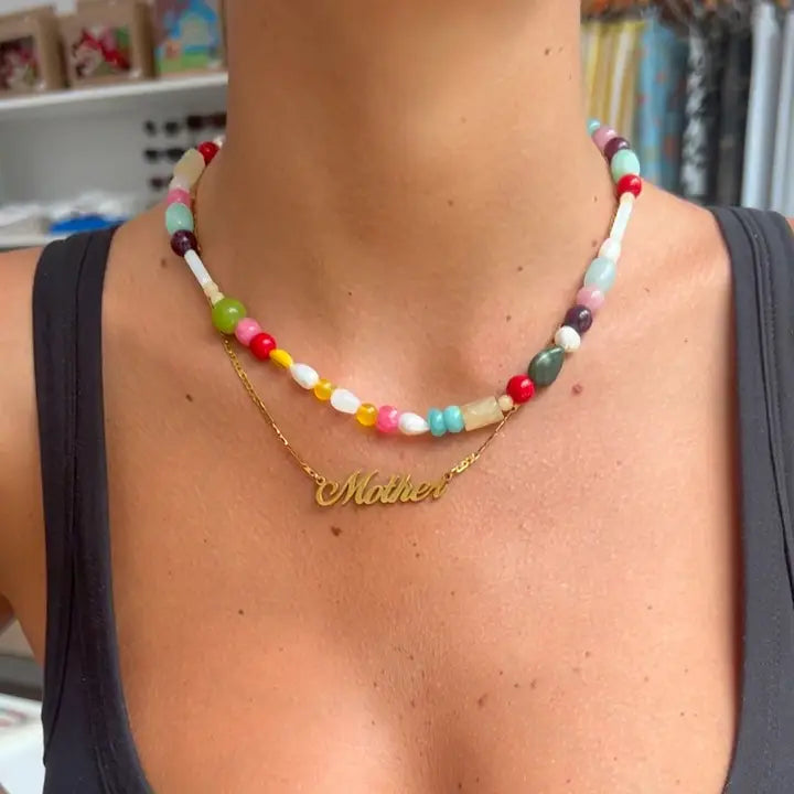 Aelia Multi Stone Beaded Necklace