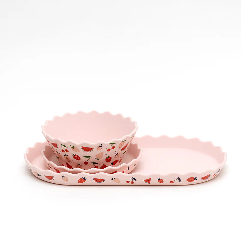 Chino Club Pink Fruits Plate and Bowl Set