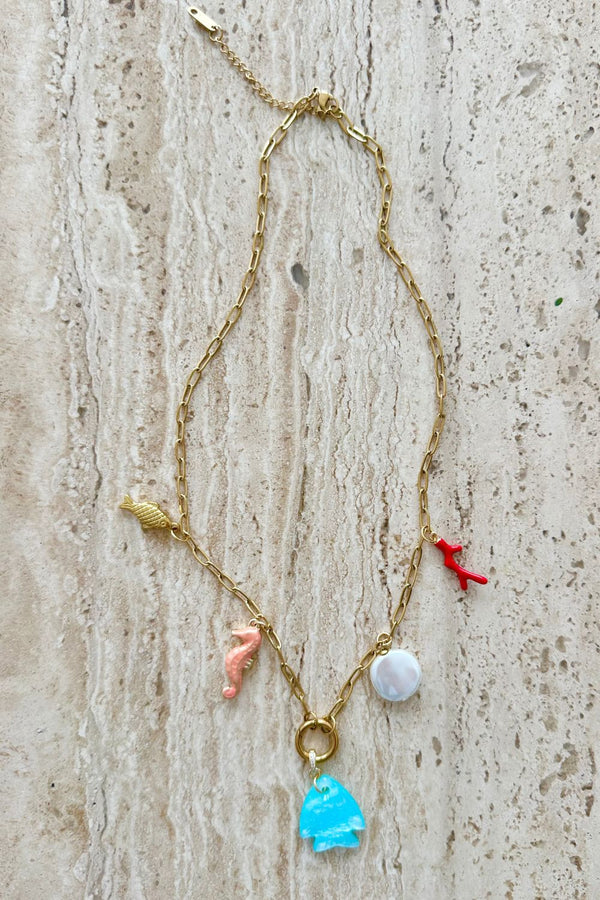 A Mosk Aqua Marine Charm Necklace