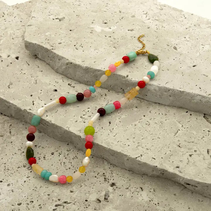 Aelia Multi Stone Beaded Necklace