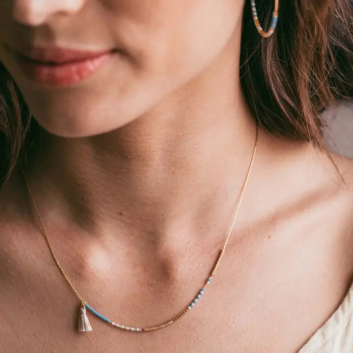 Japanese Seeded Necklace Sky