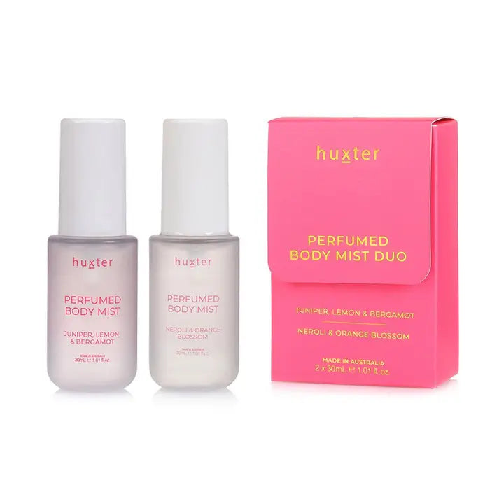 Huxter Perfume Body Mist Duo - 2 X 30ml Bottles (Juniper, Lemon & Bergamot + Neroli & Orange Blossom)