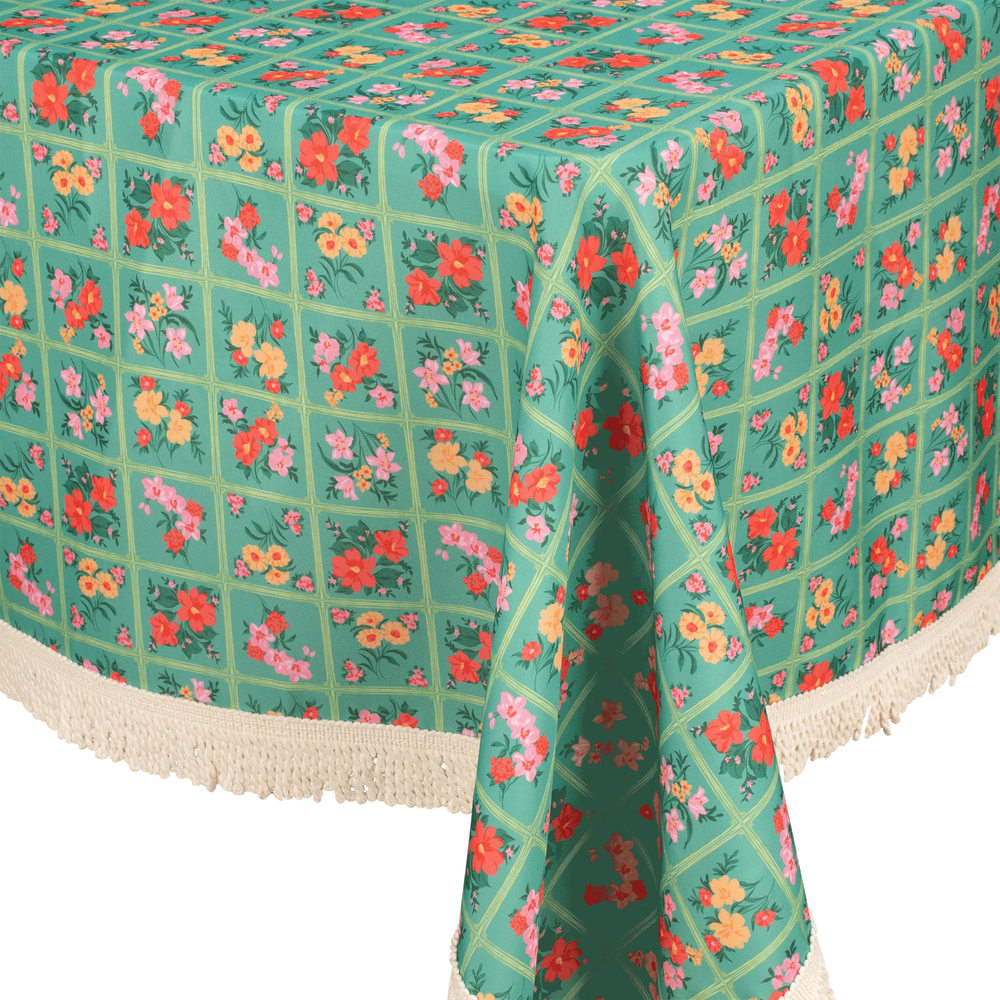 Floral checkered tablecloth on a white background Australia