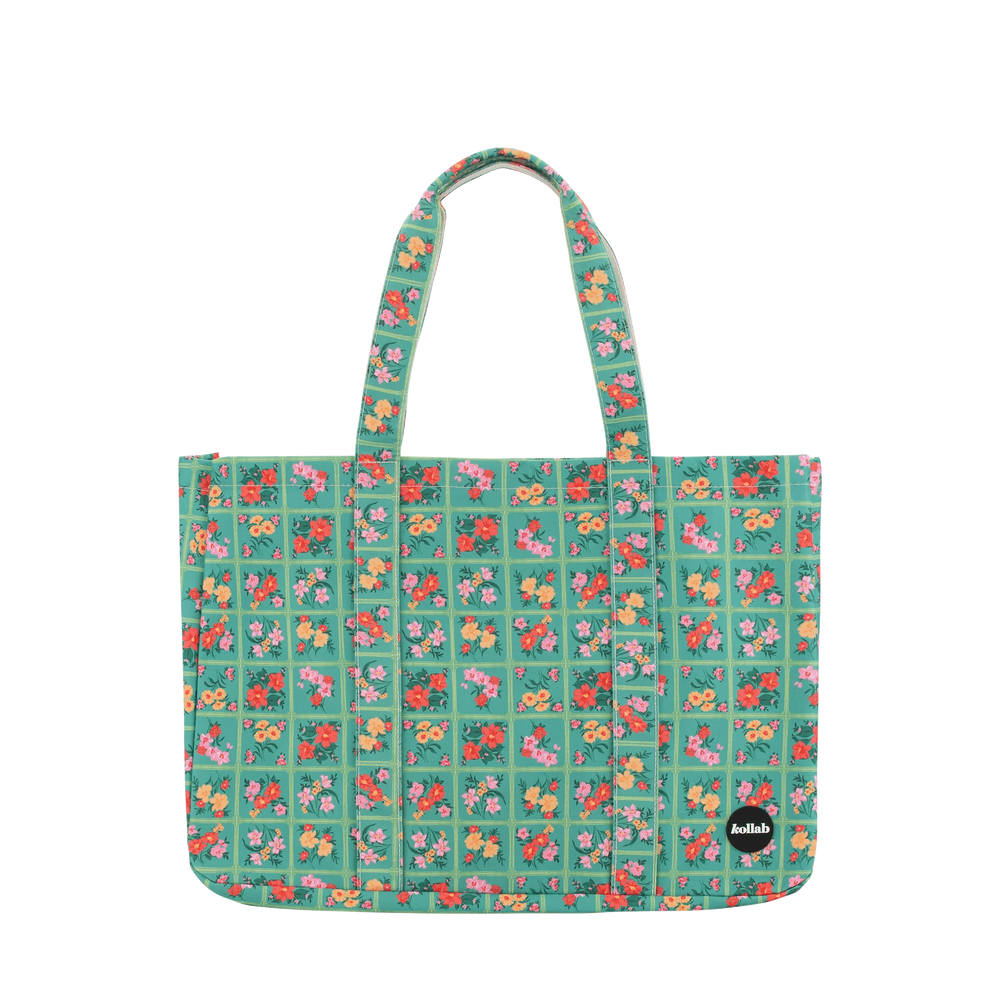 Floral patterned tote bag on a white background Australia