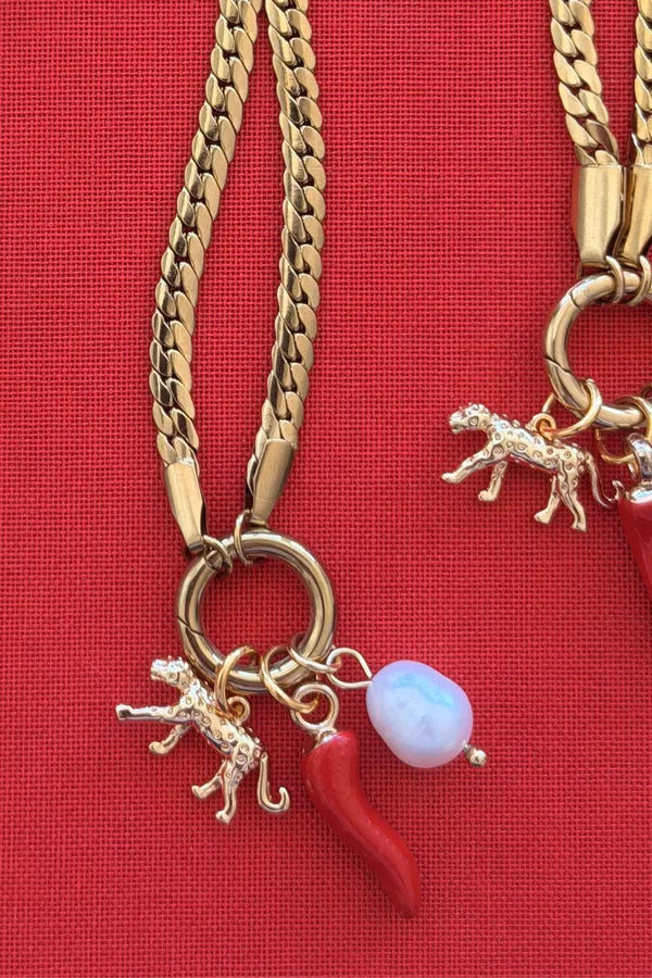 A Mosk Leopard Charm Necklace