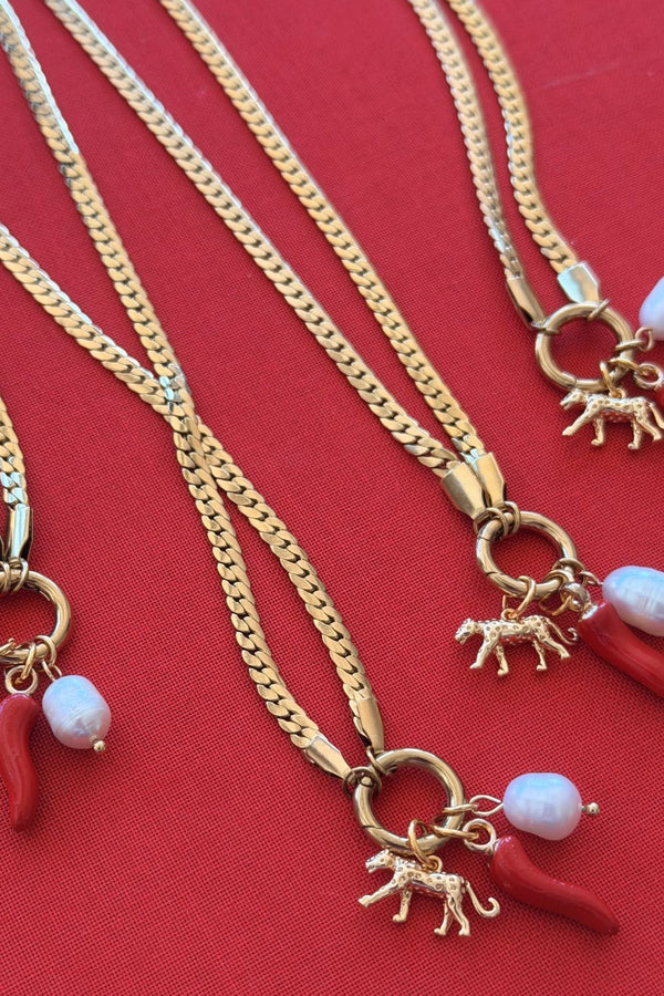 A Mosk Leopard Charm Necklace