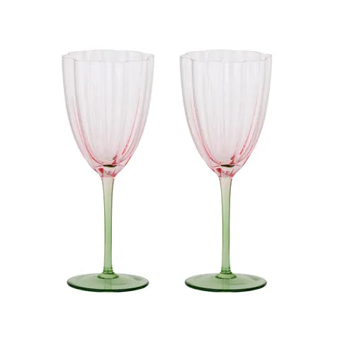 Lotti Wine Glasses - Pink and Green