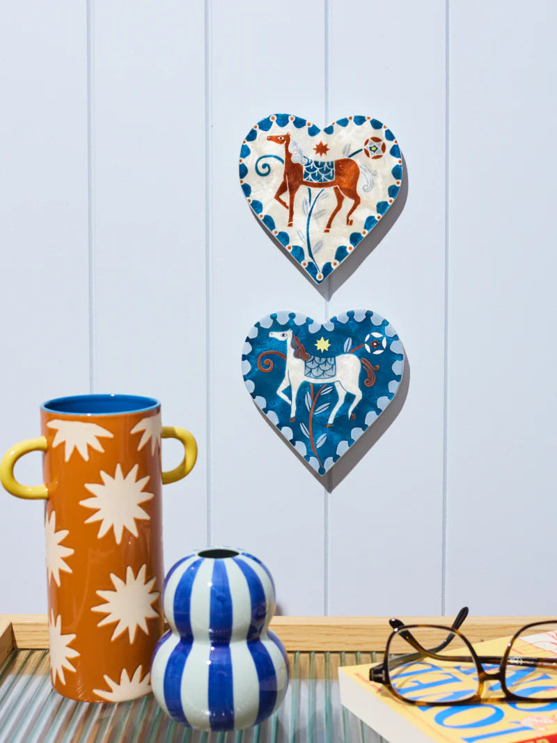 Palomera Heart White Horse Wall Tile